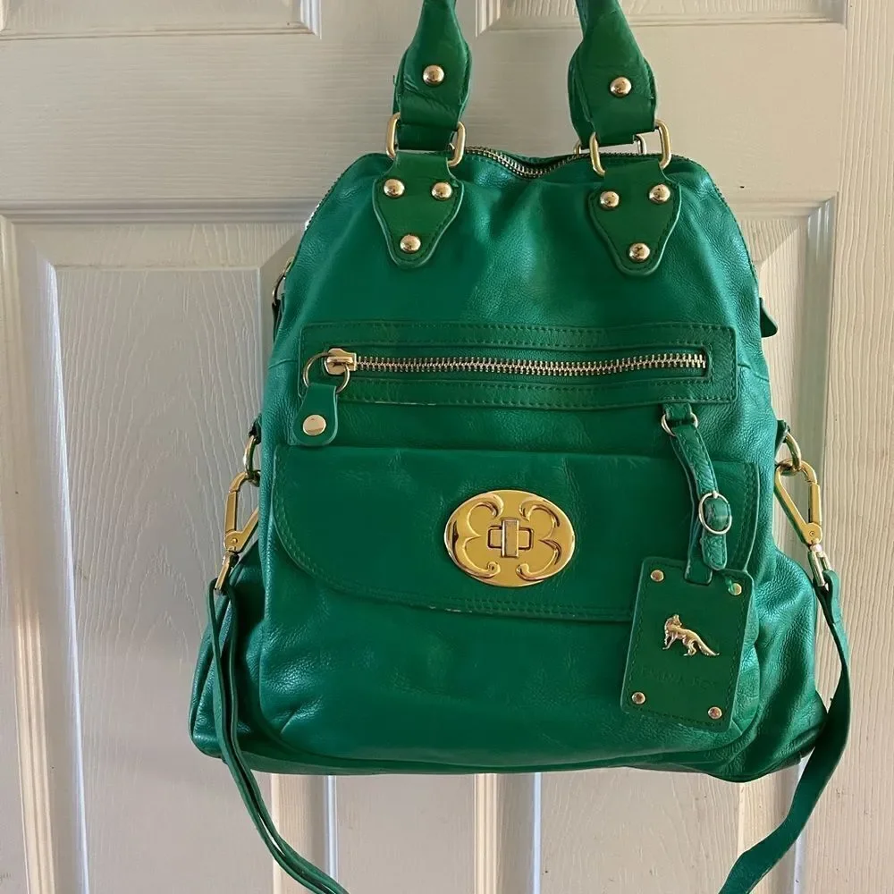 Emma Fox leather green Satchel/Shoulder bag with gold tone hardwares and accents